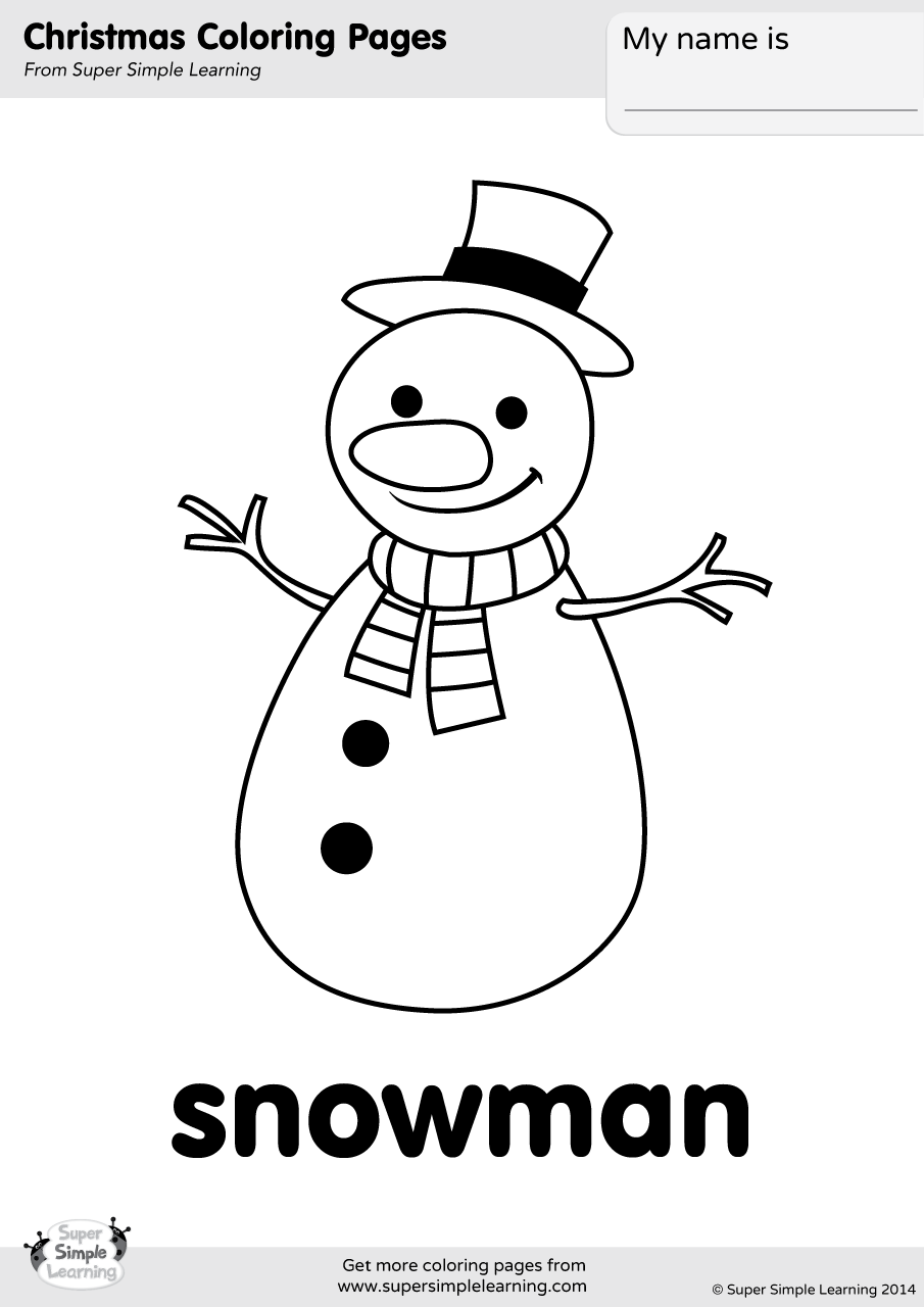 snowman coloring page - super simple